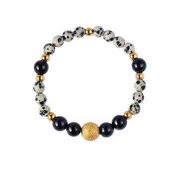 Black agate and dalmation jasper bracelet