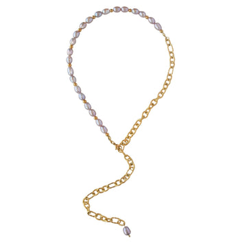 Half chain half pearls necklace