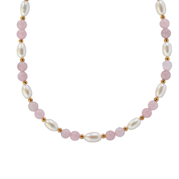 Pearls and rose quartz necklace