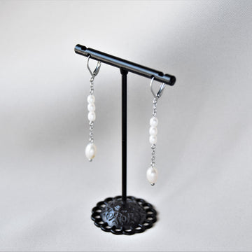 Long freshwater pearl earrings