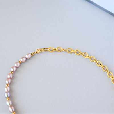 Half chain half pearls necklace