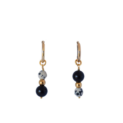 Dalmation jasper and black agate earrings
