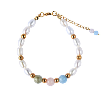 Freshwater pearls and beryl bracelet