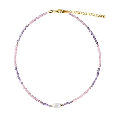 Choker with glass and amethyst beads