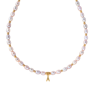 Customized letter freshwater pearl necklace