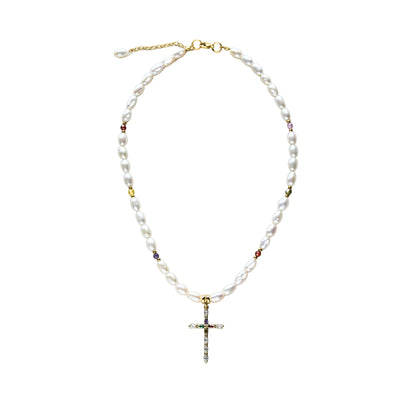 Pearl necklace with a cross