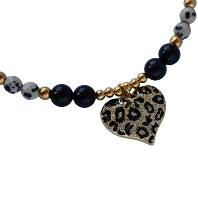 Black agate and dalmation jasper necklace