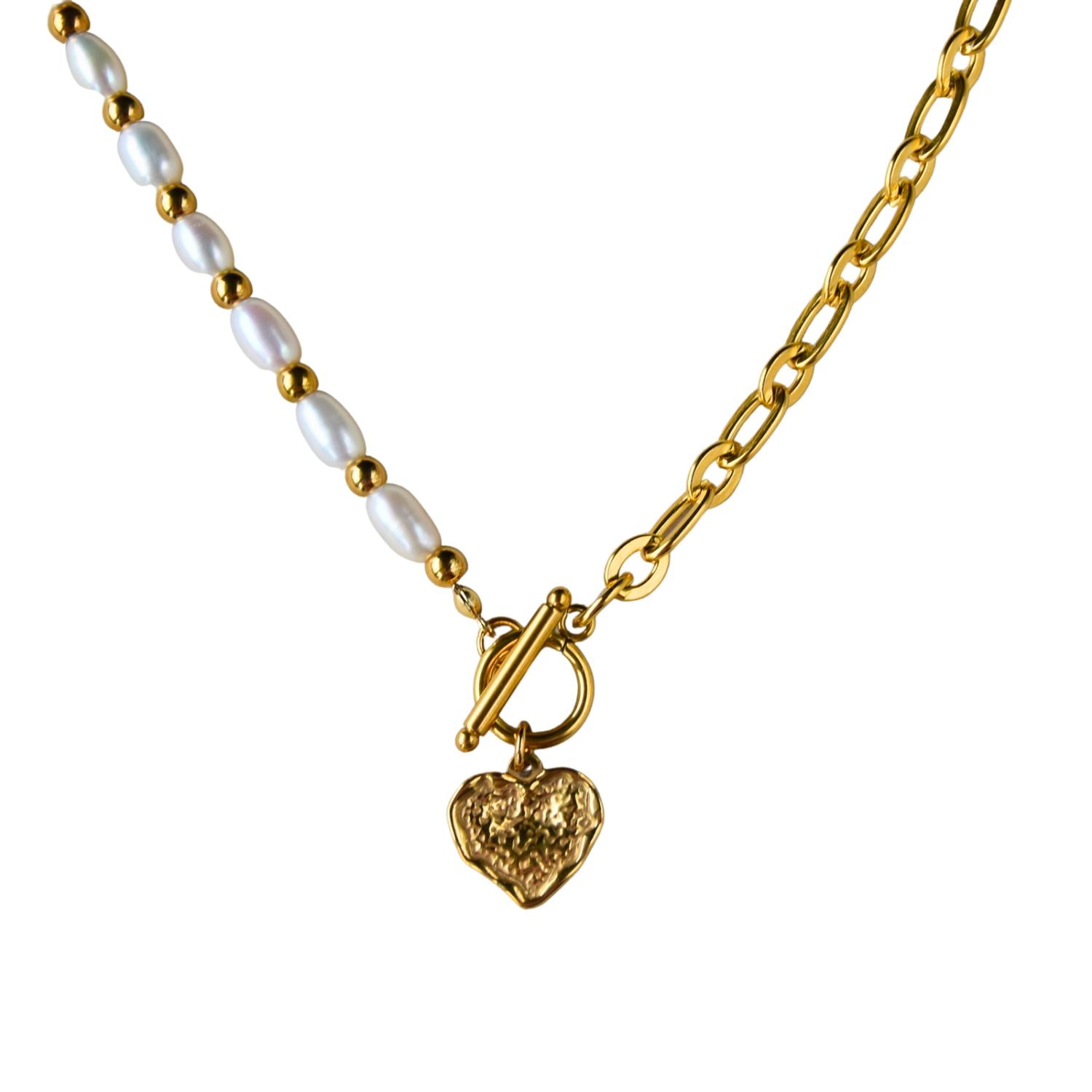 Half-half necklace with a heart