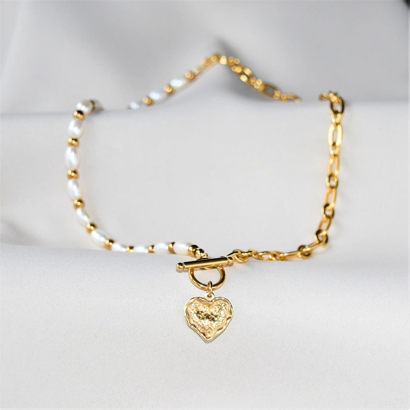 Half-half necklace with a heart