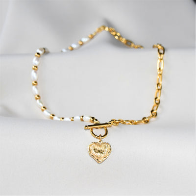 Half-half necklace with a heart