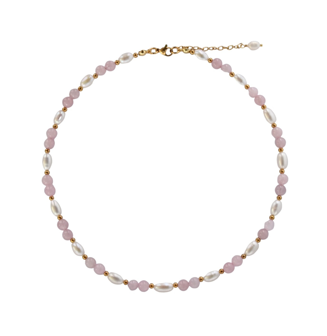 Pearls and rose quartz necklace