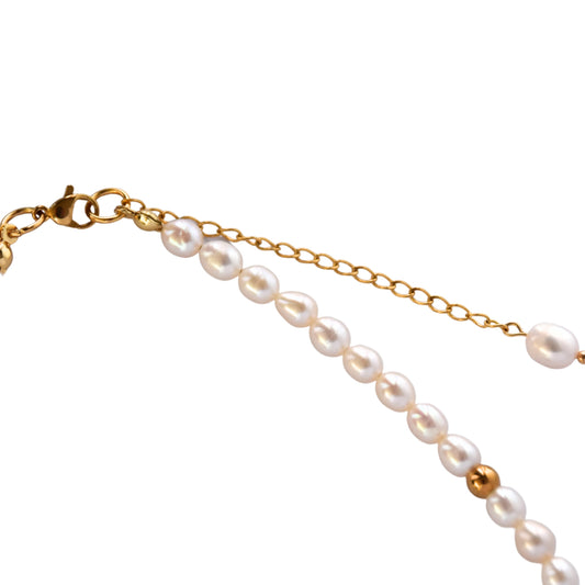 Classical freshwater pearls necklace with golden beads