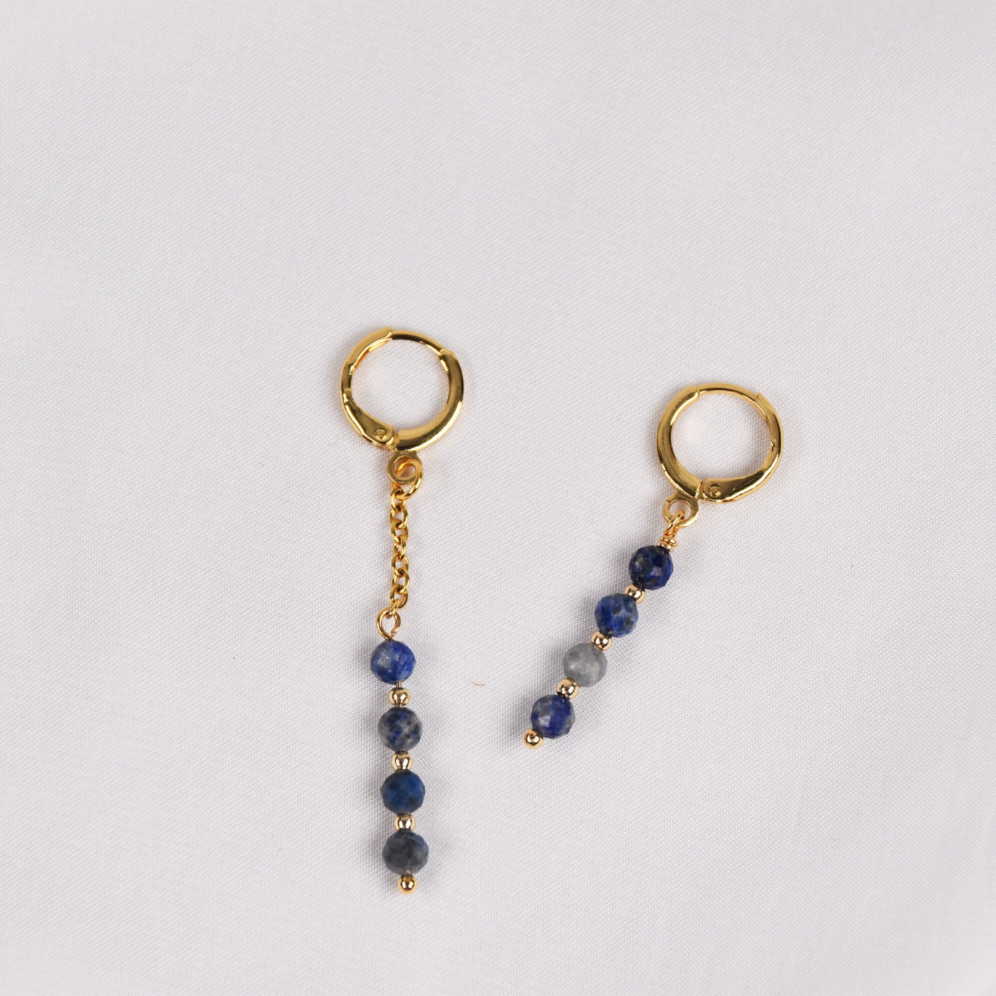 Asymmetrical lapis lazuli earrings