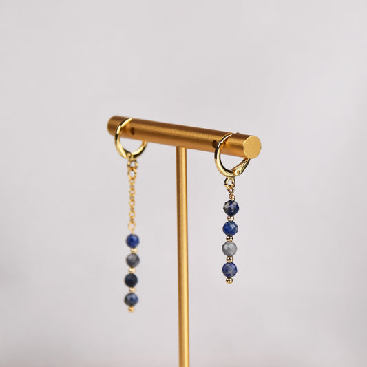 Asymmetrical lapis lazuli earrings