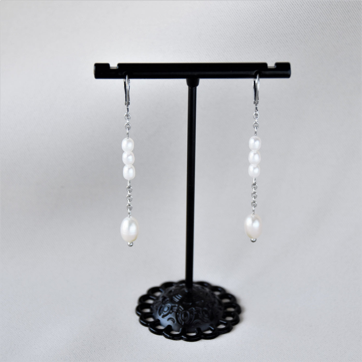 Long freshwater pearl earrings