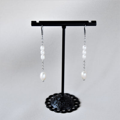 Long freshwater pearl earrings