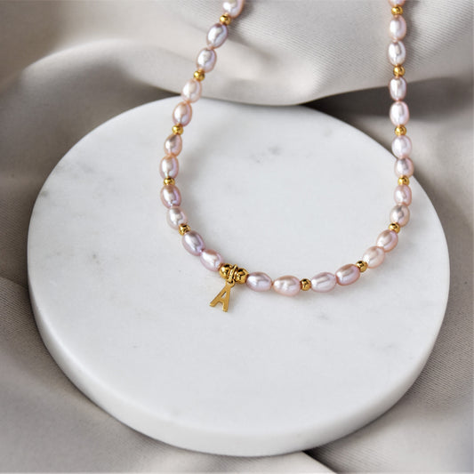 Initial freshwater pearl necklace