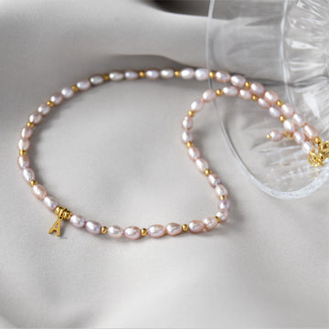 Initial freshwater pearl necklace